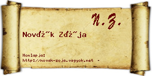 Novák Zója névjegykártya