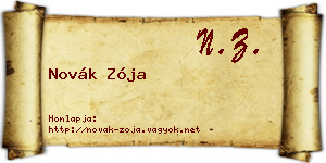 Novák Zója névjegykártya